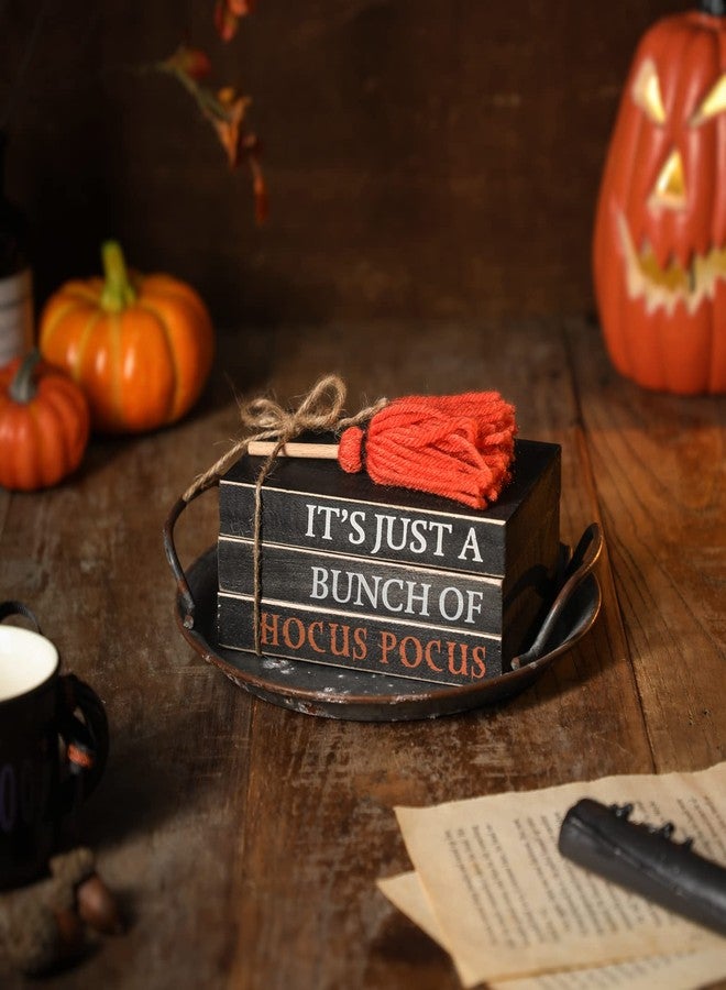 KORMMCO Halloween Wood Book Stack, Hocus Pocus Mini Faux Books Bundle, Halloween Tiered Tray Decor for Home Table Mantle Shelf - Image 4